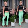 imageBIG ELEPHANT Girls Flare Leggings with Pockets Crossover High Waist Bell Bottom Yoga Pants for Dance ampamp Everyday WearBlackbluelight Green