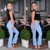 imageBIG ELEPHANT Girls Flare Leggings with Pockets Crossover High Waist Bell Bottom Yoga Pants for Dance ampamp Everyday WearBlackbluelight Green
