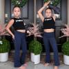 imageBIG ELEPHANT Girls Flare Leggings with Pockets Crossover High Waist Bell Bottom Yoga Pants for Dance ampamp Everyday WearBlackbluelight Green