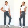 imageBIG ELEPHANT Girls Flare Leggings with Pockets Crossover High Waist Bell Bottom Yoga Pants for Dance ampamp Everyday WearDark Gray
