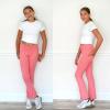 imageBIG ELEPHANT Girls Flare Leggings with Pockets Crossover High Waist Bell Bottom Yoga Pants for Dance ampamp Everyday WearPink