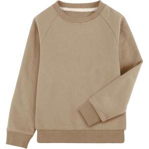 imageBIG ELEPHANT Boys Crewneck Sweatshirt Youth Fleece Sweatshirts Long Sleeve Basic Pullover Soft Warm Thin Fleece for KidsKhaki