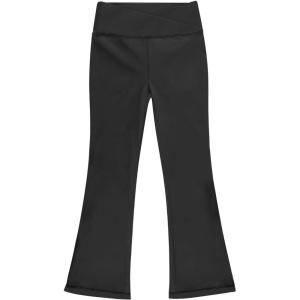 imageBIG ELEPHANT Girls Flare Leggings with Pockets Crossover High Waist Bell Bottom Yoga Pants for Dance ampamp Everyday WearBlack