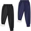 imageBIG ELEPHANT Boys Girls Fleece Lined Sweatpants Youth Soft Cotton Athletic Jogger Kids Basic Active Pants with PocketsBlack With Navy Blue 2pack