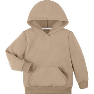 imageBIG ELEPHANT Boys Hooded Sweatshirt Fleece Pullover Hoodies Long Sleeve Warm Hoodie Sweatshirts with Pocket for KidsKhaki