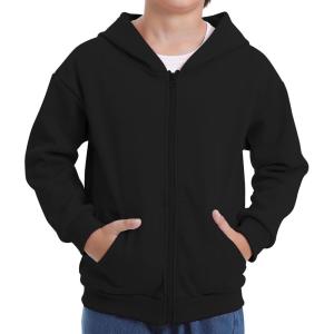 imageBIG ELEPHANT Boys Zip Up Hoodie Sweatshirt with Pockets Fleece ampamp Soft Cotton Coat for School and Daily WearBlack
