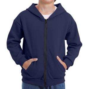 imageBIG ELEPHANT Boys Zip Up Hoodie Sweatshirt with Pockets Fleece ampamp Soft Cotton Coat for School and Daily WearNavy Blue