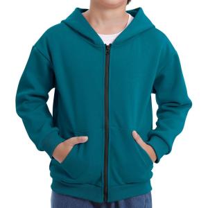 imageBIG ELEPHANT Boys Zip Up Hoodie Sweatshirt with Pockets Fleece ampamp Soft Cotton Coat for School and Daily WearPeacock Blue