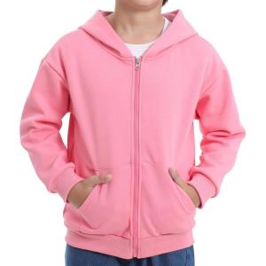 imageBIG ELEPHANT Boys Zip Up Hoodie Sweatshirt with Pockets Fleece ampamp Soft Cotton Coat for School and Daily WearPink