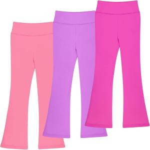 imageBIG ELEPHANT Girls Flare Leggings Kids Bell Bottoms High Waisted Bootcut Yoga Dance Flared PantsDark PinkRose RedDark Purple