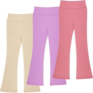 imageBIG ELEPHANT Girls Flare Leggings Kids Bell Bottoms High Waisted Bootcut Yoga Dance Flared PantsPinkPurpleKhaki