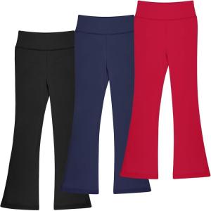 imageBIG ELEPHANT Girls Flare Leggings Kids Bell Bottoms High Waisted Bootcut Yoga Dance Flared PantsRedBlackNavy Blue