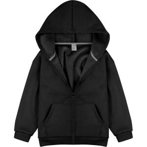 imageBIG ELEPHANT Boys Fleece Zip Up Hoodie Sweatshirt with Kangaroo Pockets  Soft Cotton Jacket for School ampamp Everyday WearBlack