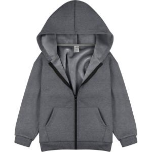 imageBIG ELEPHANT Boys Fleece Zip Up Hoodie Sweatshirt with Kangaroo Pockets  Soft Cotton Jacket for School ampamp Everyday WearDark Gray