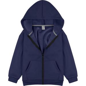imageBIG ELEPHANT Boys Fleece Zip Up Hoodie Sweatshirt with Kangaroo Pockets  Soft Cotton Jacket for School ampamp Everyday WearNavy Blue