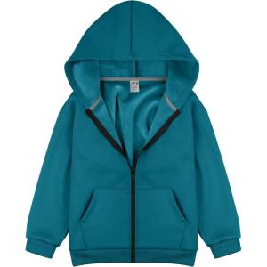 imageBIG ELEPHANT Boys Fleece Zip Up Hoodie Sweatshirt with Kangaroo Pockets  Soft Cotton Jacket for School ampamp Everyday WearPeacock Blue