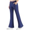 imageBIG ELEPHANT Girls Fleece Flared Pants  Soft Bell Bottom Style with Pockets for School Parties ampamp Everyday OutfitsNavy Blue