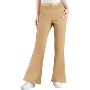 imageBIG ELEPHANT Girls Fleece Flared Pants  Soft Bell Bottom Style with Pockets for School Parties ampamp Everyday OutfitsKhaki