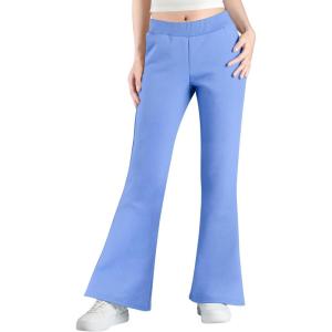 imageBIG ELEPHANT Girls Fleece Flared Pants  Soft Bell Bottom Style with Pockets for School Parties ampamp Everyday OutfitsLight Blue