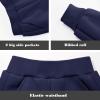 imageBIG ELEPHANT Boys Girls Fleece Lined Sweatpants Winter Warm Soft Cotton Elastic Waist Kids Jogger Pants with PocketsBlack With Navy Blue 2pack