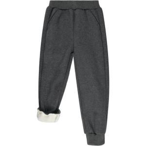 imageBIG ELEPHANT Boys Girls Fleece Lined Sweatpants Winter Warm Soft Cotton Elastic Waist Kids Jogger Pants with PocketsDark Gray