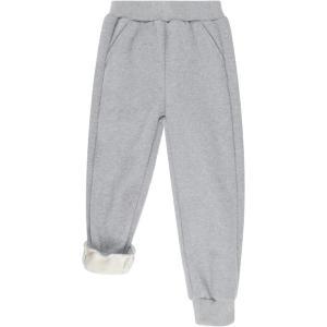 imageBIG ELEPHANT Boys Girls Fleece Lined Sweatpants Winter Warm Soft Cotton Elastic Waist Kids Jogger Pants with PocketsLight Gray
