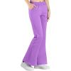 imageBIG ELEPHANT Girls Fleece Flared Dress Pants  Soft Bell Bottom Uniform Pants with Pockets for School or Daily WearPurple