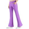 imageBIG ELEPHANT Girls Fleece Flared Dress Pants  Soft Bell Bottom Uniform Pants with Pockets for School or Daily WearPurple