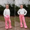 imageBIG ELEPHANT Girls Fleece Flared Dress Pants  Soft Bell Bottom Uniform Pants with Pockets for School or Daily WearPink