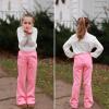imageBIG ELEPHANT Girls Fleece Flared Dress Pants  Soft Bell Bottom Uniform Pants with Pockets for School or Daily WearPink