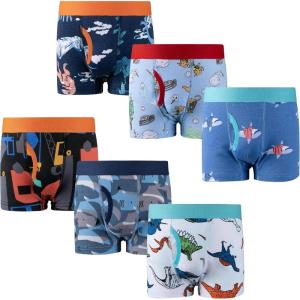 imageBIG ELEPHANT Boys Boxer Briefs 6Pack  100 Cotton Toddler Underwear Soft ampamp BreathableBlue Shark