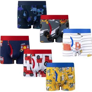 imageBIG ELEPHANT Boys Boxer Briefs 6Pack  100 Cotton Toddler Underwear Soft ampamp BreathableYellow Car