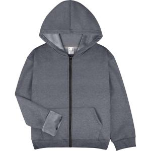 imageBIG ELEPHANT Kids Fleece Lined Zip Up Hoodie  Warm Boys Winter Jacket with Kangaroo Pockets Soft Cotton School SweatshirtDark Gray
