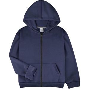 imageBIG ELEPHANT Kids Fleece Lined Zip Up Hoodie  Warm Boys Winter Jacket with Kangaroo Pockets Soft Cotton School SweatshirtNavy Blue