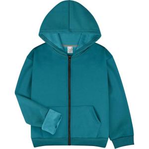 imageBIG ELEPHANT Kids Fleece Lined Zip Up Hoodie  Warm Boys Winter Jacket with Kangaroo Pockets Soft Cotton School SweatshirtPeacock Blue
