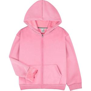 imageBIG ELEPHANT Kids Fleece Lined Zip Up Hoodie  Warm Boys Winter Jacket with Kangaroo Pockets Soft Cotton School SweatshirtPink