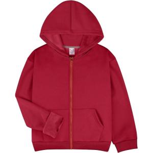 imageBIG ELEPHANT Kids Fleece Lined Zip Up Hoodie  Warm Boys Winter Jacket with Kangaroo Pockets Soft Cotton School SweatshirtRed