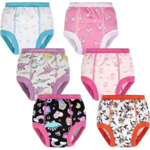 imageBIG ELEPHANT 6Pack Potty Training Pants  100 Cotton Absorbent Toddler Underwear for Boys and Girls 12M10YPink Giraffe