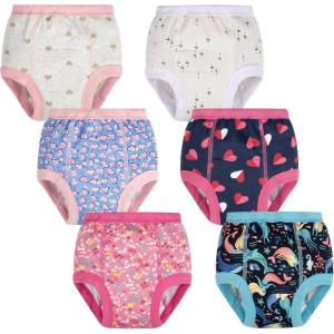 imageBIG ELEPHANT 6Pack Potty Training Pants  100 Cotton Absorbent Toddler Underwear for Boys and Girls 12M10YRed Mermaid