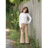 image:imageBIG ELEPHANT Girls Flare Pants with Side Pockets  Casual Bell Bottom Dress Pants for Girls Size 615 YearsDark Apricot