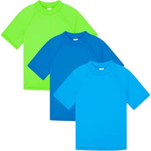 image:imageBIG ELEPHANT 3 Pack Kids Short Sleeve Rash Guard Shirt UPF 50 Protection Swimwear Quick Dry Swim TShirts Youth RashguardEon GreenSky BlueSapphire Blue