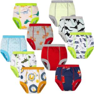 image:imageBIG ELEPHANT 10Pack Baby Potty Training Underwear Soft 100 Cotton Absorbent Training Pants for Boys amp Girls 56YGreen Dinosaur