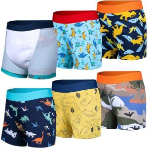 image:imageBIG ELEPHANT 6 Pack Toddler Potty Training Pants for Boys and Girls  100 CottonUnisex Absorbent Boxer StyleBlue Dinosaur