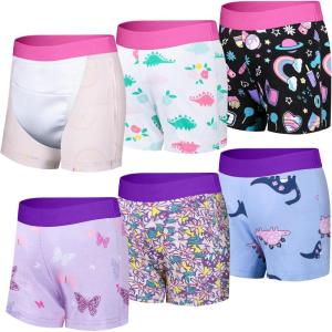 image:imageBIG ELEPHANT 6 Pack Toddler Potty Training Pants for Boys and Girls  100 CottonUnisex Absorbent Boxer StylePurple Flowers