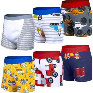image:imageBIG ELEPHANT 6 Pack Toddler Potty Training Pants for Boys and Girls  100 CottonUnisex Absorbent Boxer StyleRed Cars
