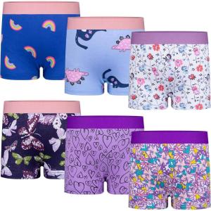 image:imageBIG ELEPHANT 6Pack Girls Boxer Briefs  100 Cotton Underwear Super Soft amp Breathable Kids PantiesPurple Flowers