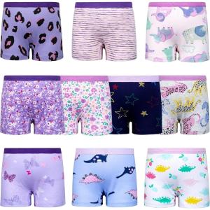 image:imageBIG ELEPHANT Girls Underwear 10 Pack  100 Cotton Boyshort Panties Soft Breathable Toddler Girls Boxer Briefs 3T10YPurple