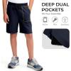 image:imageBIG ELEPHANT Boys Athletic Shorts 3 Pack Cotton Gym Shorts with Pockets Elastic Waist Drawstring for School Sports and PlayBlackLight GrayNavy Blue