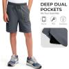 image:imageBIG ELEPHANT Boys Athletic Shorts 3 Pack Cotton Gym Shorts with Pockets Elastic Waist Drawstring for School Sports and PlayDark GrayDark BlueDeep Lichen Green