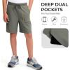 image:imageBIG ELEPHANT Boys Athletic Shorts 3 Pack Cotton Gym Shorts with Pockets Elastic Waist Drawstring for School Sports and PlayNavy BlueDeep Lichen Green Khaki